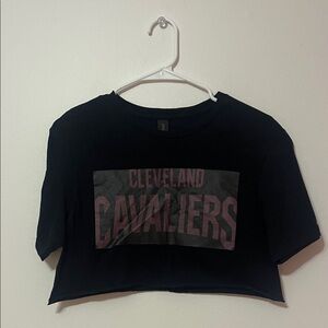 GILDAN Handmade Cleveland Cavaliers Cropped Short Sleeve Black Graphic Tee